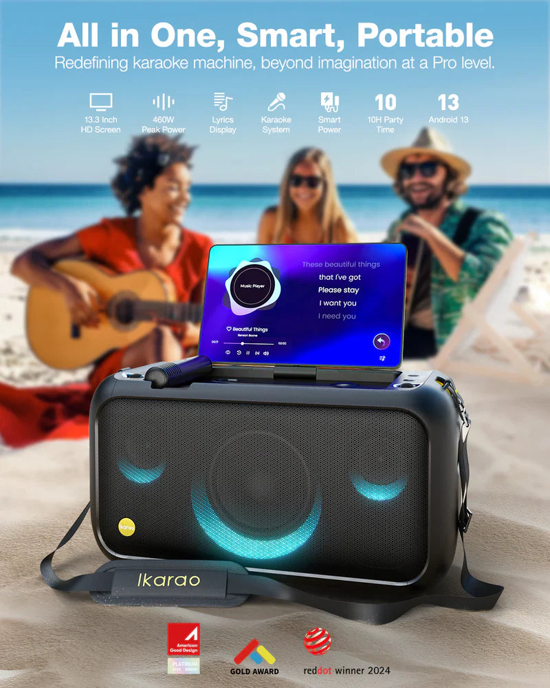 X1 - Ikarao Break X1 Smart Karaoke Machine - 13.3"" HD Touchscreen and two Microphones