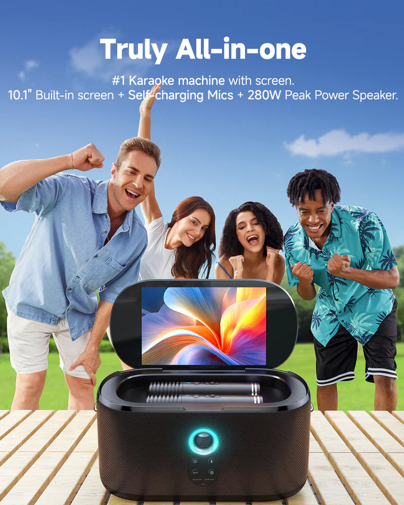 S1 - Ikarao Shell S1 Smart Karaoke Machine - 10.1"" HD Touchscreen and two Microphones
